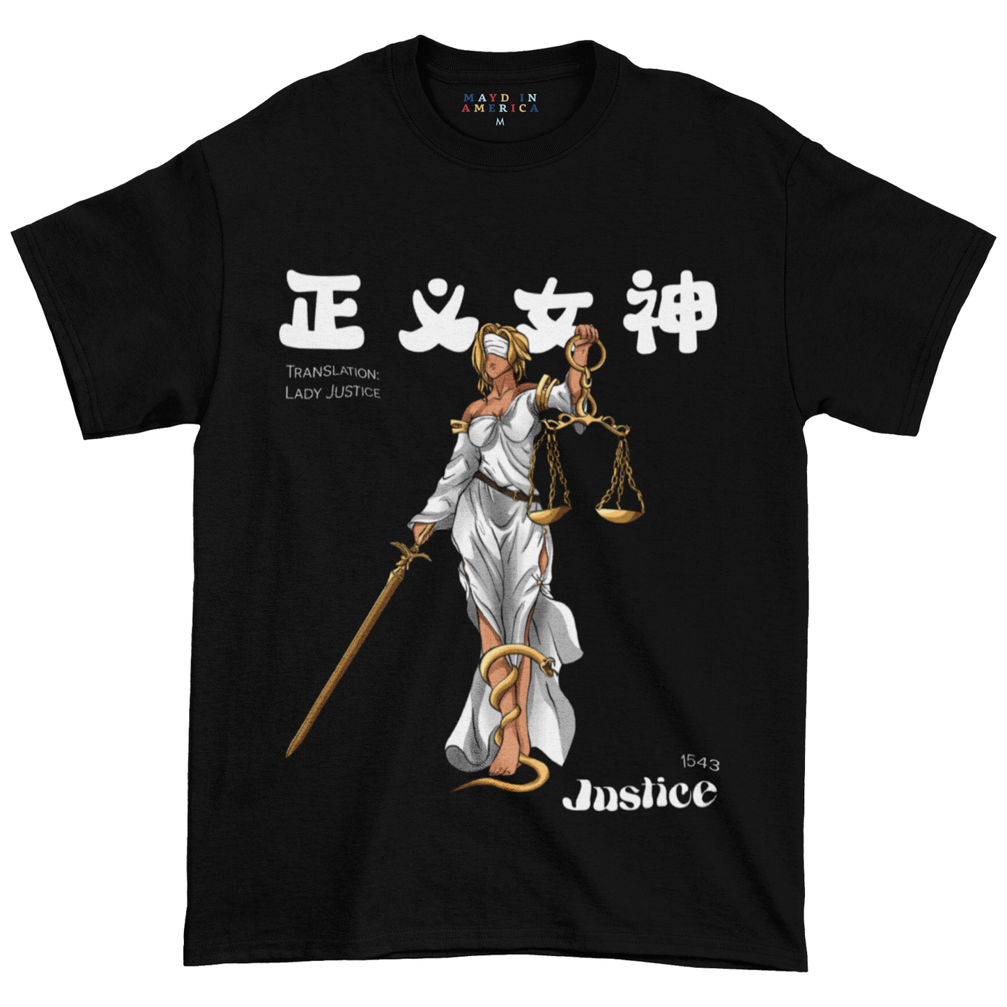 MAYD Lady Justice T-shirt + Trading Card