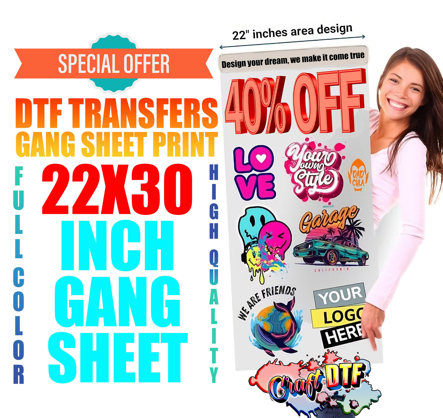 Custom Gang Sheet DTF Transfers